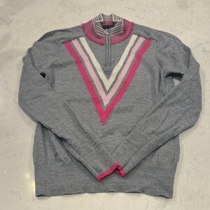 G/FORE Gray and Pink Zip-Up Sweater